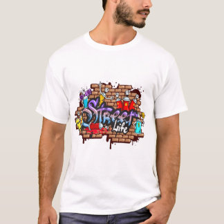 Street Life Graffiti Art Colours Wall T-Shirt