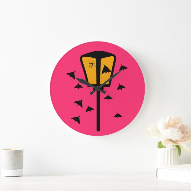 Street Light and Moths Large Clock (Home)