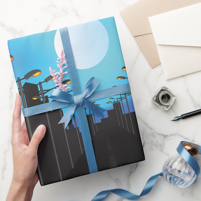 Street Lights And Moon Wrapping Paper (Creator Uploaded)