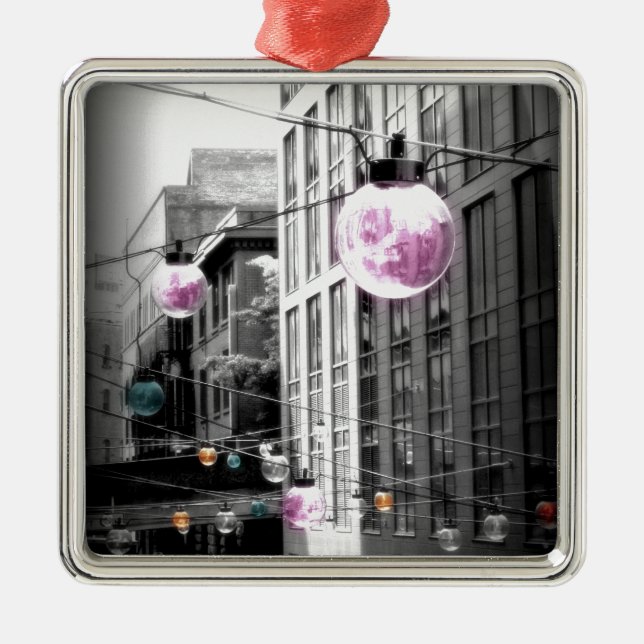 Street Lights Urban Art Metal Ornament (Front)