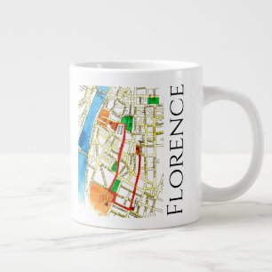 Street Map Florence Italy Watercolor Large Coffee Mug