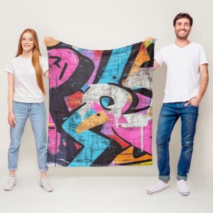 Street Mural with Layered Drips & Urban Color (2) Fleece Blanket