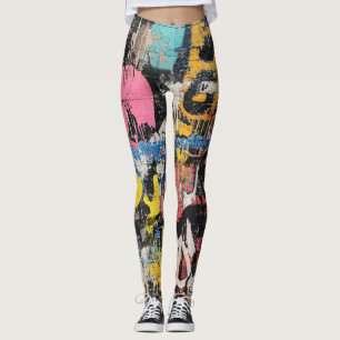 Street Mural with Layered Drips & Urban Color (8) Leggings
