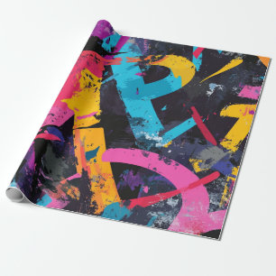Street Mural with Layered Drips & Urban Colour Wrapping Paper