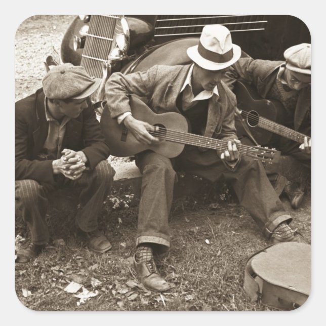 Street musicians, Maynardville, Tennessee, 1935 Square Sticker (Front)
