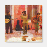 Street Musicians Playing Guitar Mandolin and Flute
