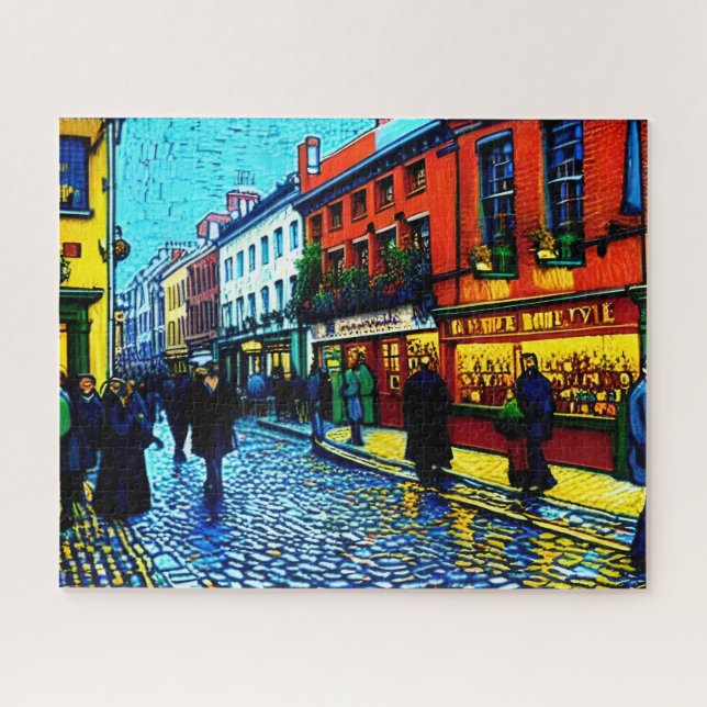 Street of Dublin (Ireland) Van Gogh Style  Jigsaw Puzzle (Horizontal)