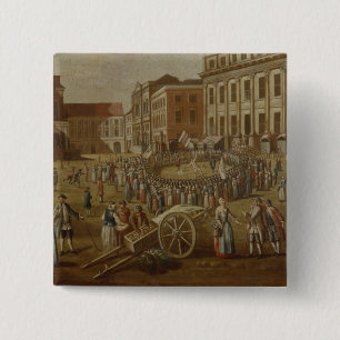 Street performers in the Alter Markt, 1771 15 Cm Square Badge