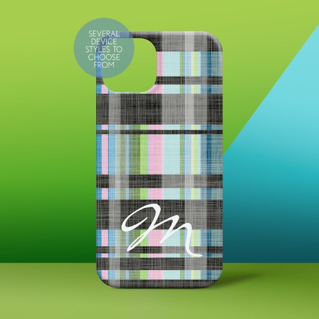 Street Plaid Pattern with monogram Case-Mate iPhone Case (Personalized Phone Case)