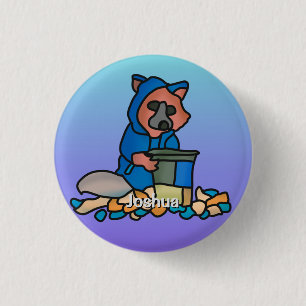 Street Racoon Exploring Through A Trash Can   Fun 3 Cm Round Badge