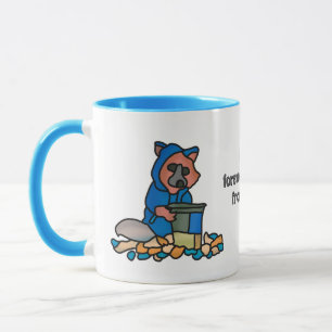 Street Racoon Exploring Through A Trash Can Fun Mug