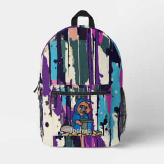 Street Racoon Exploring Through A Trash Can | Fun Printed Backpack
