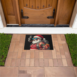 Street Rebel Tattooed Christmas Santa Claus Doormat