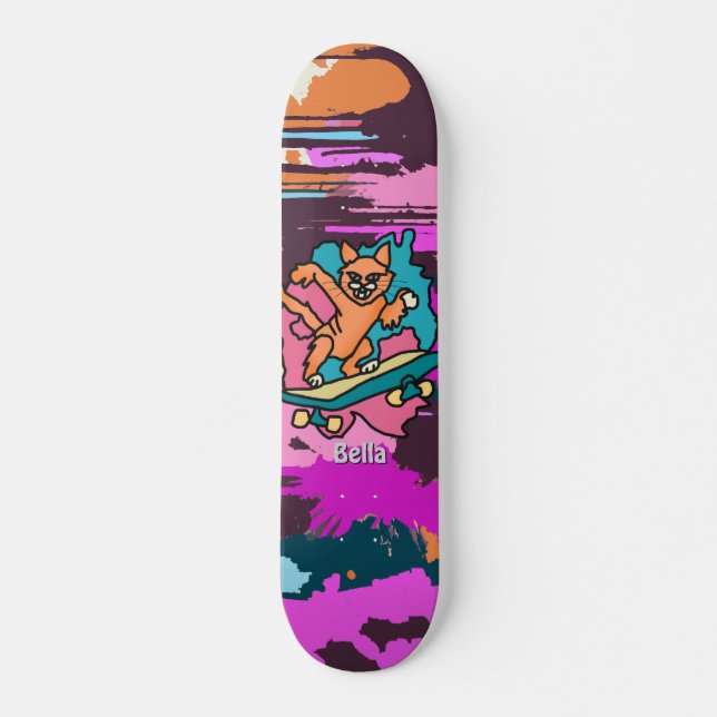 Street Retro Cat on Skateboard | Funny  (Front)