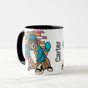 Street Retro Dog, Cap and Sneakers   Funny Mug