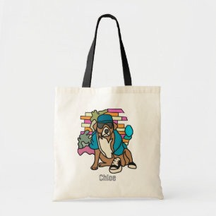Street Retro Dog, Cap and Sneakers Funny Tote Bag