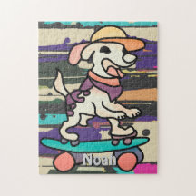Street Retro Dog on Skateboard | Funny