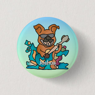 Street Retro Dog with Guitar Funny 3 Cm Round Badge