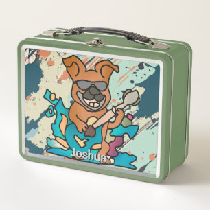 Street Retro Dog with Guitar Funny Metal Lunch Box