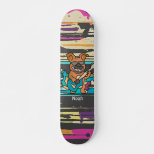 Street Retro Dog with Guitar   Funny Skateboard