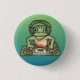 Street Retro Frog with Headphones Funny 3 Cm Round Badge