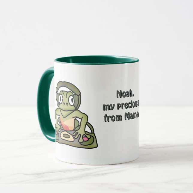 Street Retro Frog with Headphones | Funny Mug (Front Left)