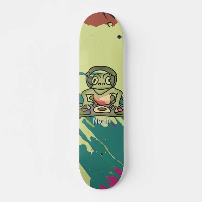  Street Retro Frog with Headphones | Funny  Skateboard (Front)