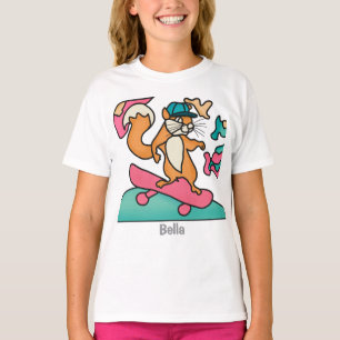 Street Retro Squirrel on Skateboard   Funny  T-Shirt