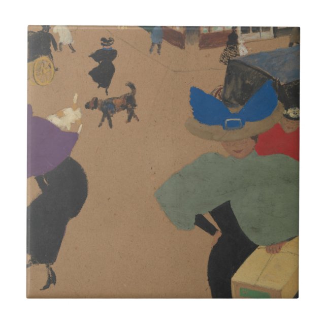 Street Scene in Paris Ceramic Tile (Front)
