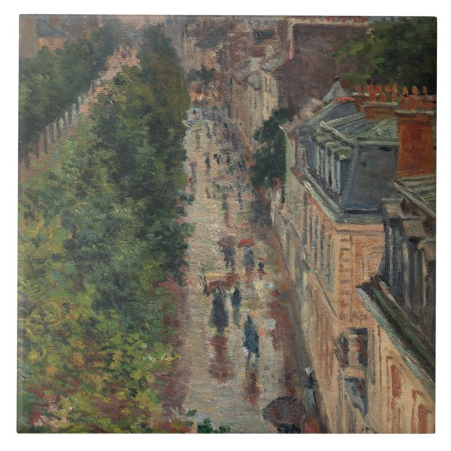 Street Scene in Paris, France (by Maximilien Luce) Ceramic Tile (Front)