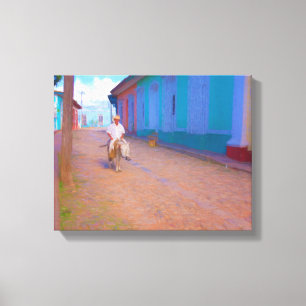 Street scene in Trinidad, Cuba Canvas Print