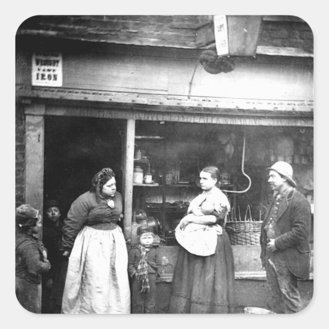 Street scene in Victorian London Square Sticker (Front)