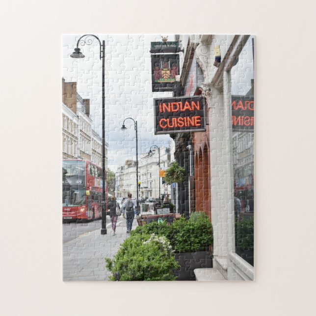 Street Scene Indian Restaurant London England Jigsaw Puzzle (Vertical)