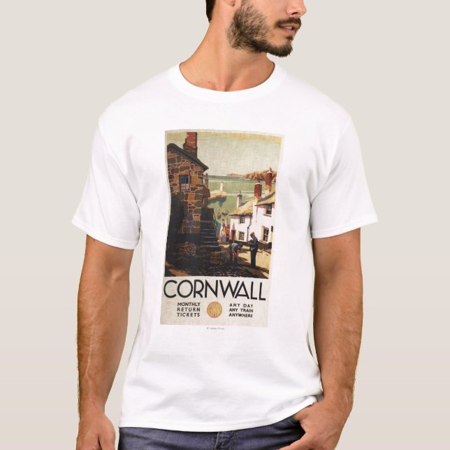 Street Scene with Two Men Working Railway T-Shirt (Front)