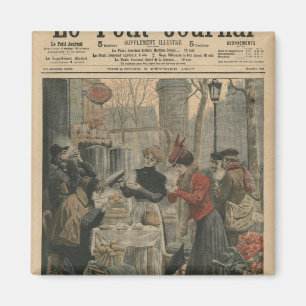 Street scenes of Paris breakfast in open air Magnet