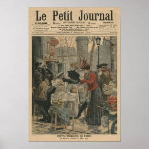 Street scenes of Paris breakfast in open air Poster