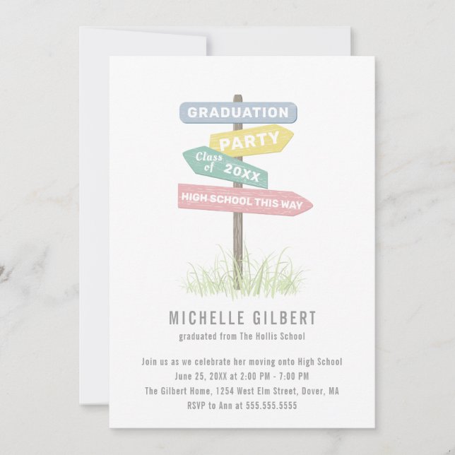 Street Sign 8th Grade Gradution Party Invitation (Front)