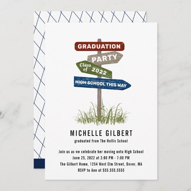 Street Sign 8th Grade Gradution Party Invitation (Front/Back)