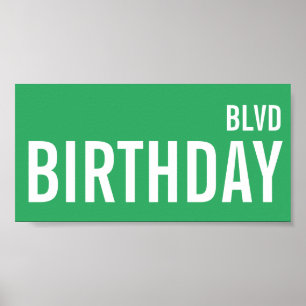 Street Sign Birthday Boulevard Decoration Sign