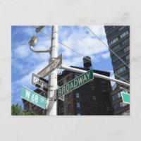 Street Sign Broadway W. 68th Upper West Side NYC