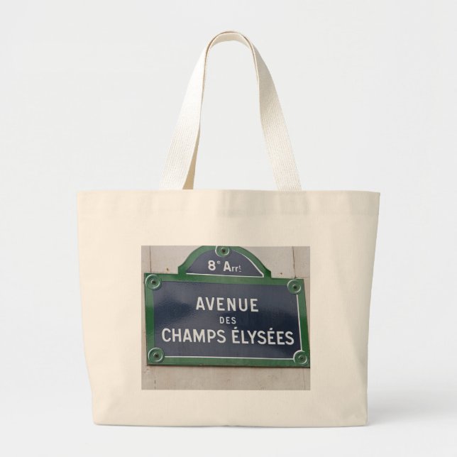 Street sign of Paris Large Tote Bag (Front)