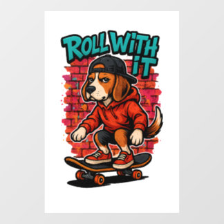 Street Style Beagle Skateboarding Graffiti Art
