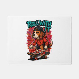 Street Style Beagle Skateboarding Graffiti Art Doormat