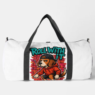 Street Style Beagle Skateboarding Graffiti Art Duffle Bag