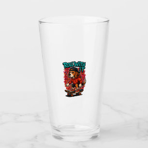 Street Style Beagle Skateboarding Graffiti Art Glass