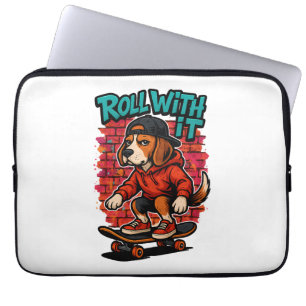 Street Style Beagle Skateboarding Graffiti Art Laptop Sleeve