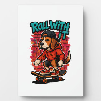 Street Style Beagle Skateboarding Graffiti Art Plaque
