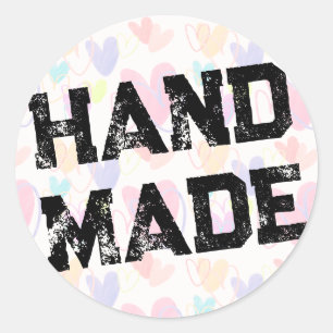 Street Style Distressed College Font Business Classic Round Sticker