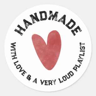 Street Style Distressed College Font Business Classic Round Sticker