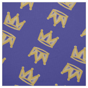 Street style graffiti gold crown fabric
